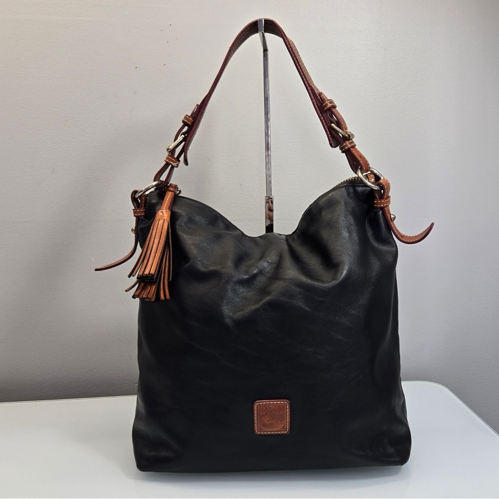 Dooney & Bourke | Large Black/Tan Leather Hobo Shoulder Bag | ExcellentCondition